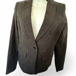 BLACK TAPESTRY BLAZER Jacket Womans Classic Tailored Elegant Minimalist